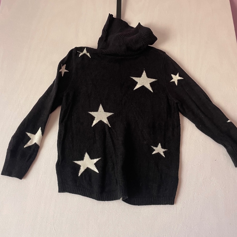Rachel Zoe Womens XL Black White Star Print Turtleneck Knit Sweater‎ Pullover - Picture 7 of 10